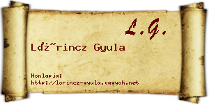 Lőrincz Gyula névjegykártya